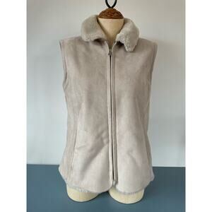 Suede faux shearling lined womens tan vest size S/M